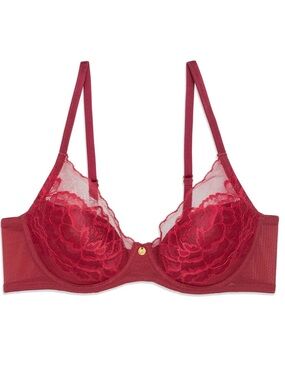 Natori Womens Flora Red Lace Contour Everyday Bra, Size 34D
